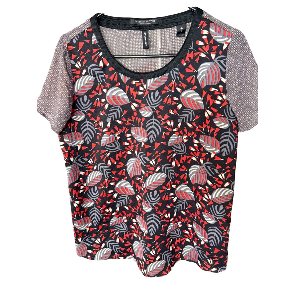 Maison Scotch Pop Odyssey Mixed Print Floral Top Size 1 S